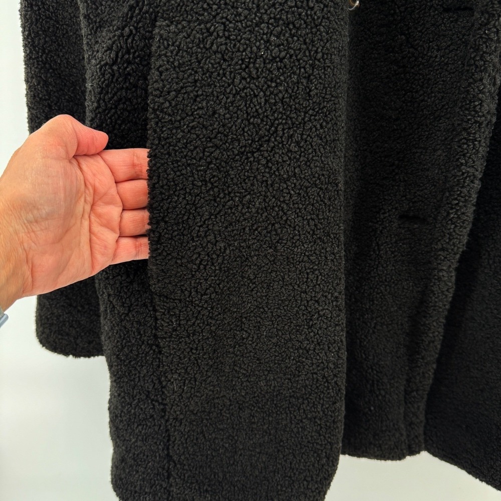 Kensie Womens Black‎ Faux Fur Teddy Coat Double Breasted Pockets Warm Winter NEW - Picture 12 of 16